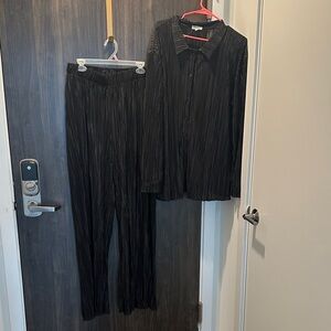 Love Shimmering Black Pleated Skirt